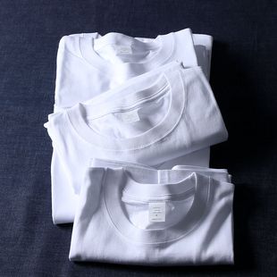 重磅美式复古纯白t恤圆筒，无缝230g全棉圆领文化，打底短袖男女t恤衫