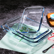 高硼硅玻璃烤盘长方形菜盘家用大号蒸鱼盘微波炉，餐盘创意焗饭盘