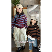 奶油kids童装儿童polo领卫衣2023秋冬韩版女童加绒长袖上衣