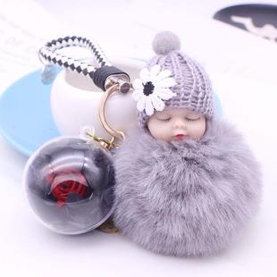 可爱睡眠娃娃，宝宝韩国毛绒，钥匙扣
