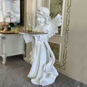 欧式复古天使落地摆件，托盘客厅玄关钥匙，创意桌面装饰品石膏像雕塑