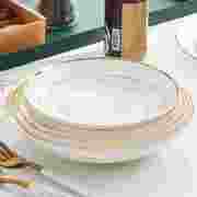 盘子菜盘家用陶瓷金边深盘唐山骨瓷餐具套装碟子白色餐盘2023