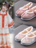 加绒绣花鞋女童冬季中国风，公主学生表演古装宝宝棉靴拜年汉服鞋子