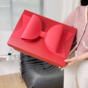 中国风红色礼物盒大蝴蝶结空盒订婚盒子，结婚盒高级手提袋礼盒