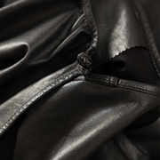 意大利设计师 暗黑新中式 围裹羊皮皮衣圆领外套女D春天家H 7I01