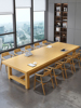 实木会议桌简约现代大板办公桌椅组合大型洽谈桌长条原木桌工作台
