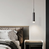 全铜卧室床头小吊灯意式极简长线水晶灯简约客厅沙发旁黑色吊线灯