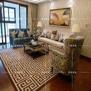新中式地毯客厅卧室茶几，简约现代复古手工腈纶，地毯进门样板间定制