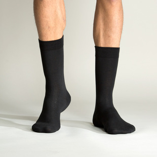 HUPS 和璞/和朴 5双装 男士纯色黑色极简高筒绅士袜商务棉袜套装