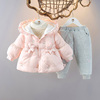 婴儿童装女童冬装棉衣女宝宝加绒加厚棉袄冬季小童棉服两件外套装