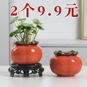 创意柿子花瓶陶瓷水养绿萝水培，花盆花器客厅，桌面办公桌装饰品摆件