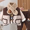 韩版男童装0男宝宝2婴儿童加绒加厚1岁三件套装，3秋冬装冬季卫衣服