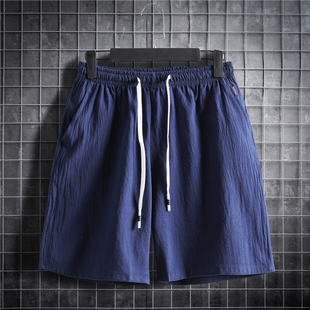 Men's Summer Drawstring Linen Five Point Shorts男士亚麻短裤