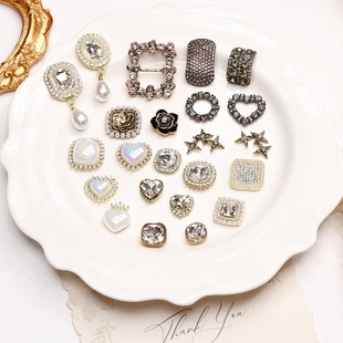 韩国复古珍珠水钻合金配饰，diy发饰品配件手工，自制发夹发卡材料