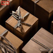 复古桐木盒正方形陶瓷茶，杯子锦盒包装盒木质，礼盒空盒子定制礼