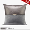 elinlonyain现代轻奢灰色，皮质拼接金属，扣装饰靠垫抱枕沙发枕
