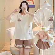 哺乳睡衣夏季薄款产后月子服8月份7大码孕妇套装夏天喂奶
