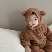 幼儿秋冬衣服韩国童装婴童冬装婴儿连体毛毛衣宝宝毛绒爬服