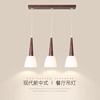 新中式LED餐吊灯三头单头创意胡桃木色餐厅灯具现代简约中国风灯