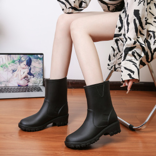 雨鞋女韩国成人中筒防滑水鞋法式马丁水靴防水胶鞋时尚外穿雨靴子