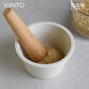 日本kinto食物研磨器陶瓷，研磨碗捣蒜器宝宝，辅食磨碎捣碎器碗带杵