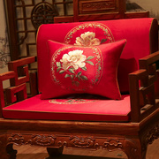 新中式红木沙发坐垫带靠背，古典实木家具椅垫罗汉床垫子五件套定制