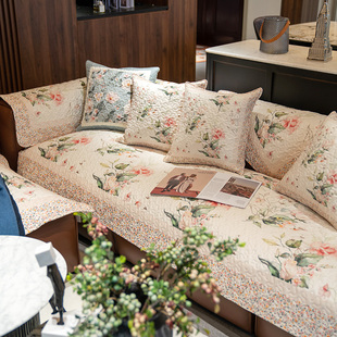 小清新碎花粉色田园美式沙发垫客厅沙发坐垫套罩四季通用防滑