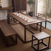 *整装老榆木茶桌椅组合泡，茶桌禅意实木新中式茶台小户型茶桌茶室