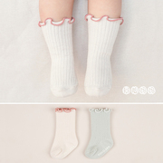 W326韩国进口夏季女宝宝松口短袜 婴儿童棉质袜子 空调睡眠袜