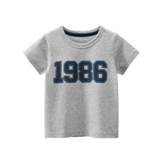 男童短袖t恤童装宝宝中小童，数字1986卡通薄款纯棉半袖上衣潮