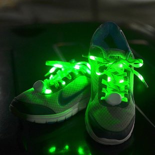 LED发光鞋带扁闪荧光鞋带闪烁夜光鞋带跳舞表演荧光跑鞋七彩闪光