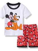 儿童男女宝宝套装夏季米奇短袖中小童米妮两件套卡通t恤上衣+短裤