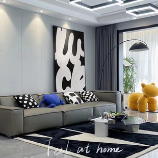 2024黑白极简沙发背景墙装饰画字母客厅挂画抽象高级感落地画
