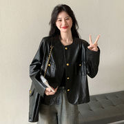黑色小个子今年流行小皮，衣女短款2024春韩版时尚炸街pu皮夹克