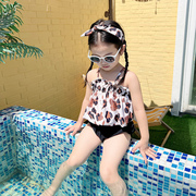 女童ins夏季豹纹分体式游泳衣公主女童宝宝可爱时尚度假泳衣