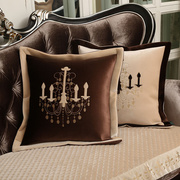 美式沙发靠垫抱枕客厅奢华别墅，丝绒欧式北欧绣花含芯床上大靠背套