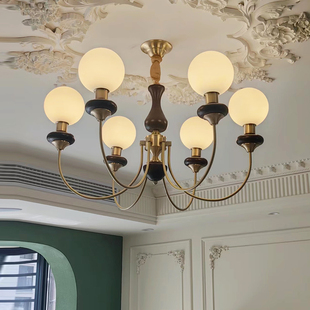 中古客厅吊灯美式复古全铜魔豆灯，创意侘寂风餐厅卧室法式南洋吊灯