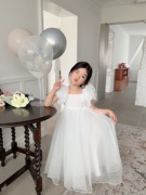 女童夏装连衣裙2023白色，公主裙女宝宝，婚纱伴娘服洋气周岁礼服
