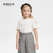 rbigx瑞比克童装女童上衣翻领，甜美公主潮流设计感短袖小衫