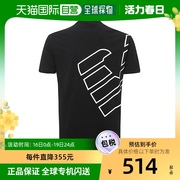 香港直邮EMPORIO ARMANI 男士黑色棉质徽标V领短袖T恤 3Z1T85-1J0