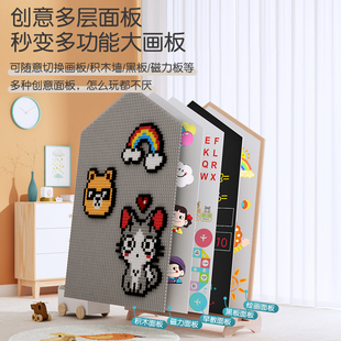 双面儿童画板磁性白板写字板支架式家用宝宝实木小白板可擦壁挂h