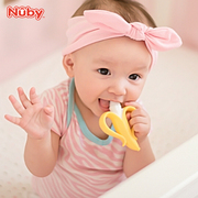 nuby努比香蕉牙胶全硅胶，宝宝防吃手利器，婴儿磨牙抓握软咬胶