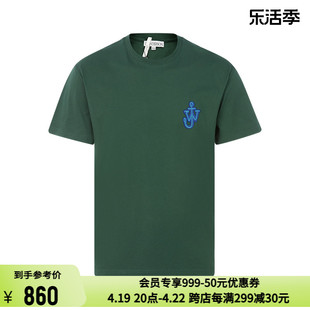 jwanderson24春夏绿色棉质，字母logo图案刺绣，男士休闲短袖t恤