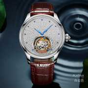 士手表机械镂空镶钻皮带表，瑞士机芯品牌腕表防水机械表男时尚