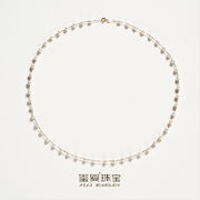 玺爱珠宝18k金淡水(金淡水，)满天星珍珠项链，锁骨链3.5-4.5mm轻奢