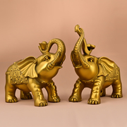 铜大象摆件纯铜元宝如意象吸水象家居办公室桌面大号吉祥福象