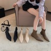 韩版尖头短靴女2023春秋小小西弹力靴低跟软皮显瘦瘦靴及裸靴