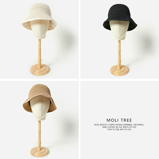 WSP07076 茉莉雅集 轻盈透气日本和纸柔软镂空可调节防晒渔夫帽