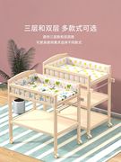 尿布台婴儿床二合一置物架婴儿护理台可洗澡小型实木换尿不湿一体