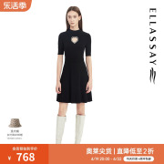 ellassay歌力思春季棉混纺经典小黑裙，连衣裙女ewe331m06500